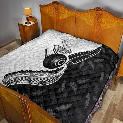 Personalised Aotearoa Lawn Bowls Quilt Maori and Silver Fern Half Style - Aussie Hoodie