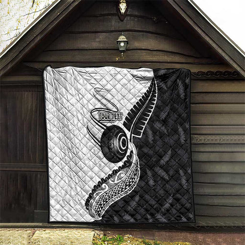 Personalised Aotearoa Lawn Bowls Quilt Maori and Silver Fern Half Style - Aussie Hoodie
