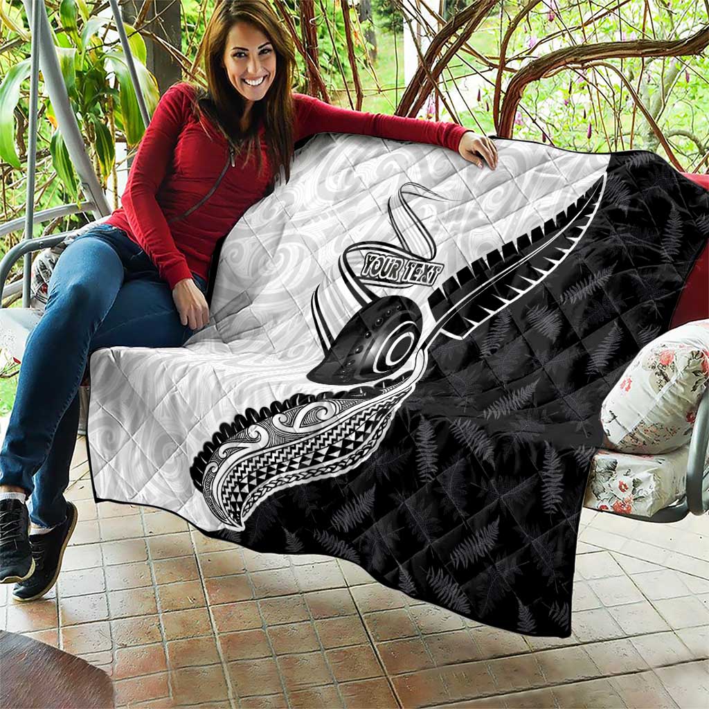 Personalised Aotearoa Lawn Bowls Quilt Maori and Silver Fern Half Style - Aussie Hoodie