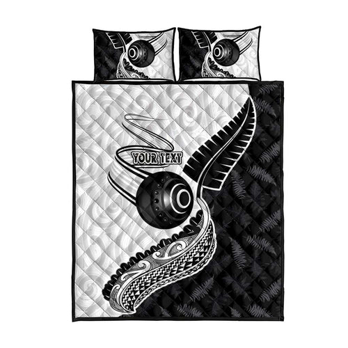 Personalised Aotearoa Lawn Bowls Quilt Bed Set Maori and Silver Fern Half Style - Aussie Hoodie