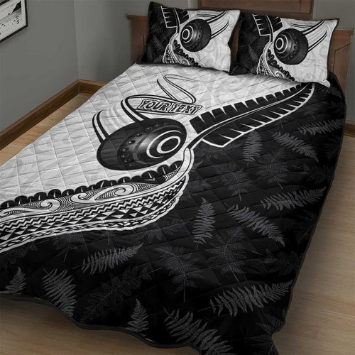 Personalised Aotearoa Lawn Bowls Quilt Bed Set Maori and Silver Fern Half Style - Aussie Hoodie