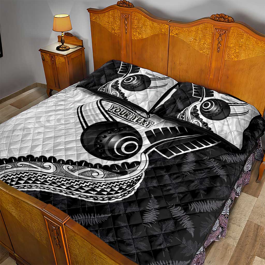 Personalised Aotearoa Lawn Bowls Quilt Bed Set Maori and Silver Fern Half Style - Aussie Hoodie