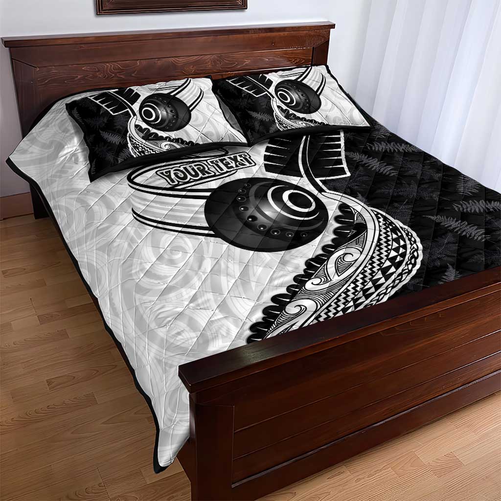 Personalised Aotearoa Lawn Bowls Quilt Bed Set Maori and Silver Fern Half Style - Aussie Hoodie