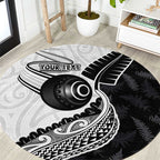 Personalised Aotearoa Lawn Bowls Round Carpet Maori and Silver Fern Half Style - Aussie Hoodie