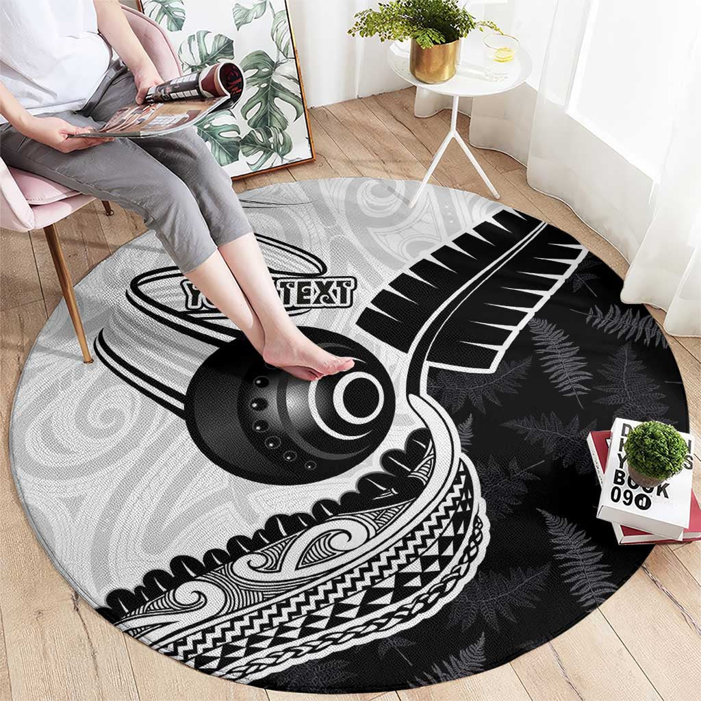 Personalised Aotearoa Lawn Bowls Round Carpet Maori and Silver Fern Half Style - Aussie Hoodie