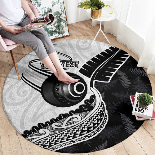 Personalised Aotearoa Lawn Bowls Round Carpet Maori and Silver Fern Half Style - Aussie Hoodie