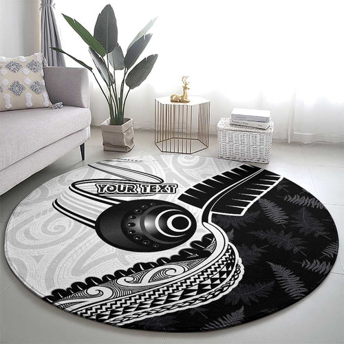 Personalised Aotearoa Lawn Bowls Round Carpet Maori and Silver Fern Half Style - Aussie Hoodie