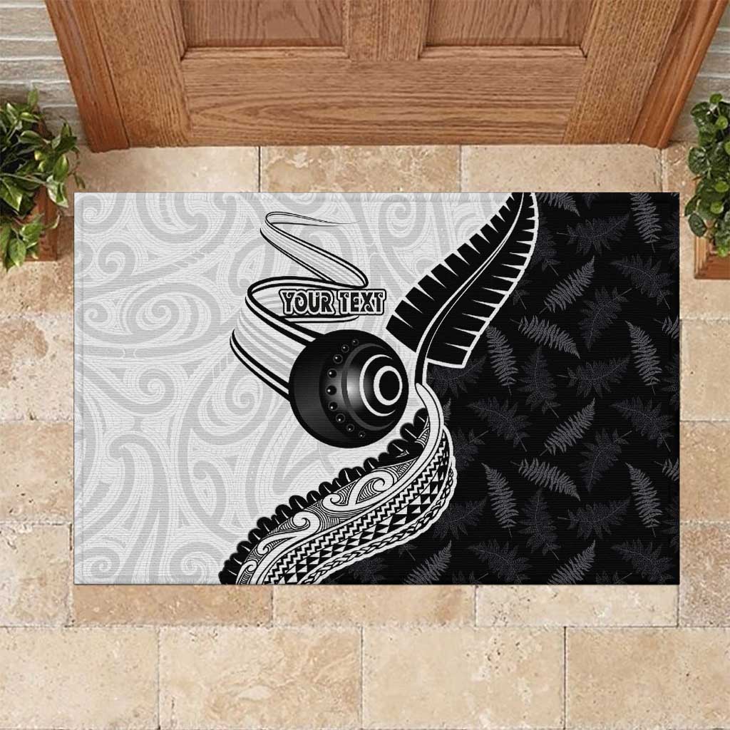 Personalised Aotearoa Lawn Bowls Rubber Doormat Maori and Silver Fern Half Style - Aussie Hoodie