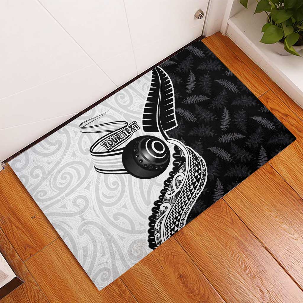 Personalised Aotearoa Lawn Bowls Rubber Doormat Maori and Silver Fern Half Style - Aussie Hoodie