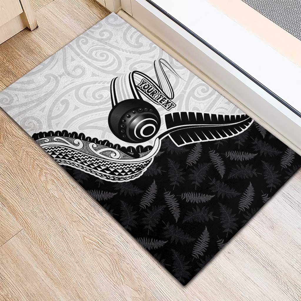 Personalised Aotearoa Lawn Bowls Rubber Doormat Maori and Silver Fern Half Style - Aussie Hoodie