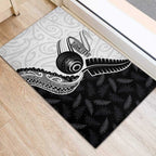 Personalised Aotearoa Lawn Bowls Rubber Doormat Maori and Silver Fern Half Style - Aussie Hoodie