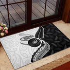 Personalised Aotearoa Lawn Bowls Rubber Doormat Maori and Silver Fern Half Style - Aussie Hoodie