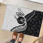 Personalised Aotearoa Lawn Bowls Rubber Doormat Maori and Silver Fern Half Style - Aussie Hoodie
