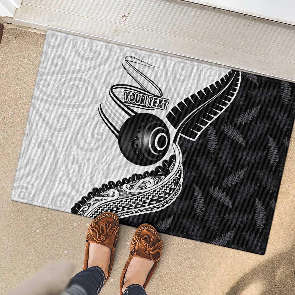 Personalised Aotearoa Lawn Bowls Rubber Doormat Maori and Silver Fern Half Style - Aussie Hoodie