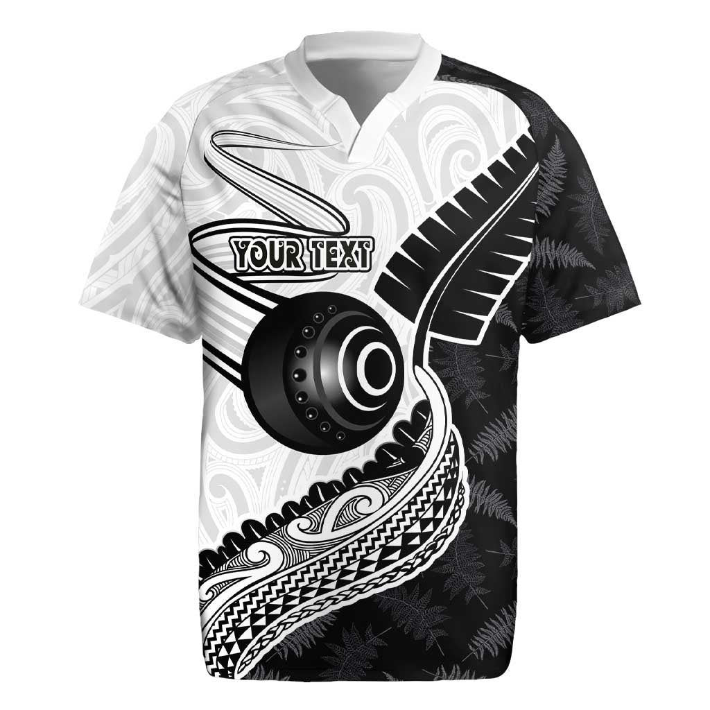 Personalised Aotearoa Lawn Bowls Rugby Jersey Maori and Silver Fern Half Style - Aussie Hoodie