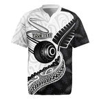 Personalised Aotearoa Lawn Bowls Rugby Jersey Maori and Silver Fern Half Style - Aussie Hoodie