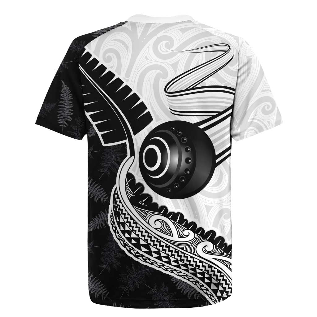 Personalised Aotearoa Lawn Bowls Rugby Jersey Maori and Silver Fern Half Style - Aussie Hoodie