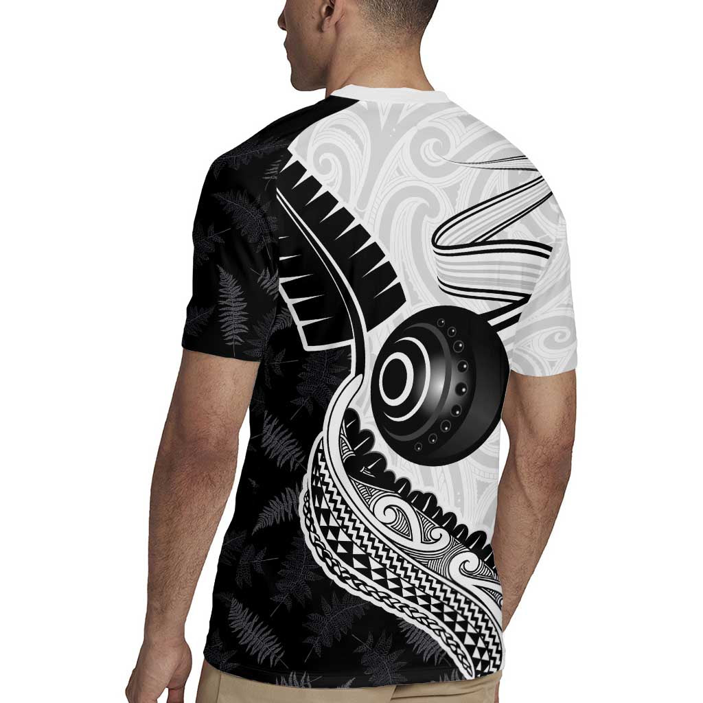 Personalised Aotearoa Lawn Bowls Rugby Jersey Maori and Silver Fern Half Style - Aussie Hoodie