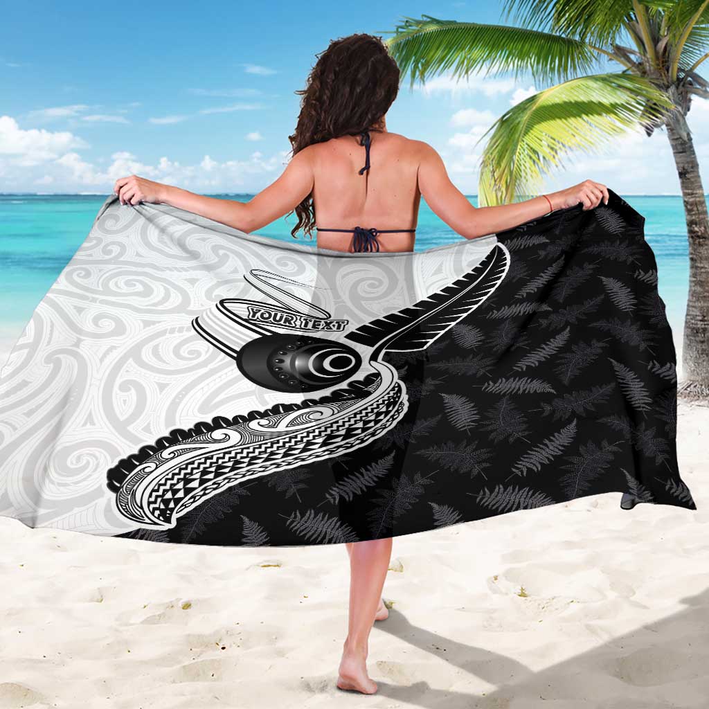 Personalised Aotearoa Lawn Bowls Sarong Maori and Silver Fern Half Style - Aussie Hoodie