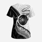Personalised Aotearoa Lawn Bowls Scrub Top Maori and Silver Fern Half Style - Aussie Hoodie