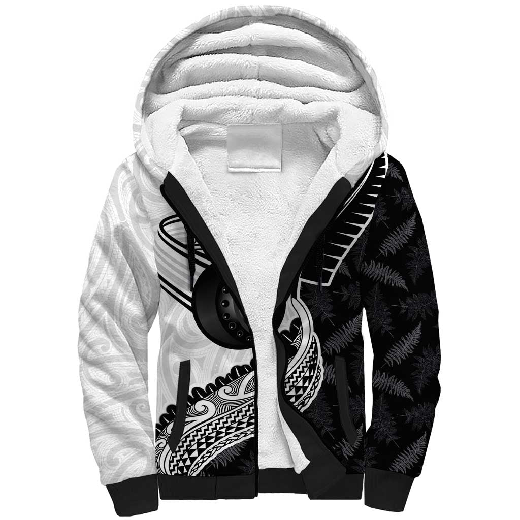 Personalised Aotearoa Lawn Bowls Sherpa Hoodie Maori and Silver Fern Half Style - Aussie Hoodie