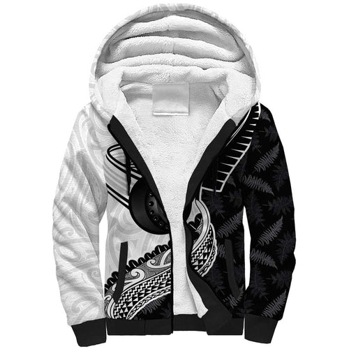 Personalised Aotearoa Lawn Bowls Sherpa Hoodie Maori and Silver Fern Half Style - Aussie Hoodie