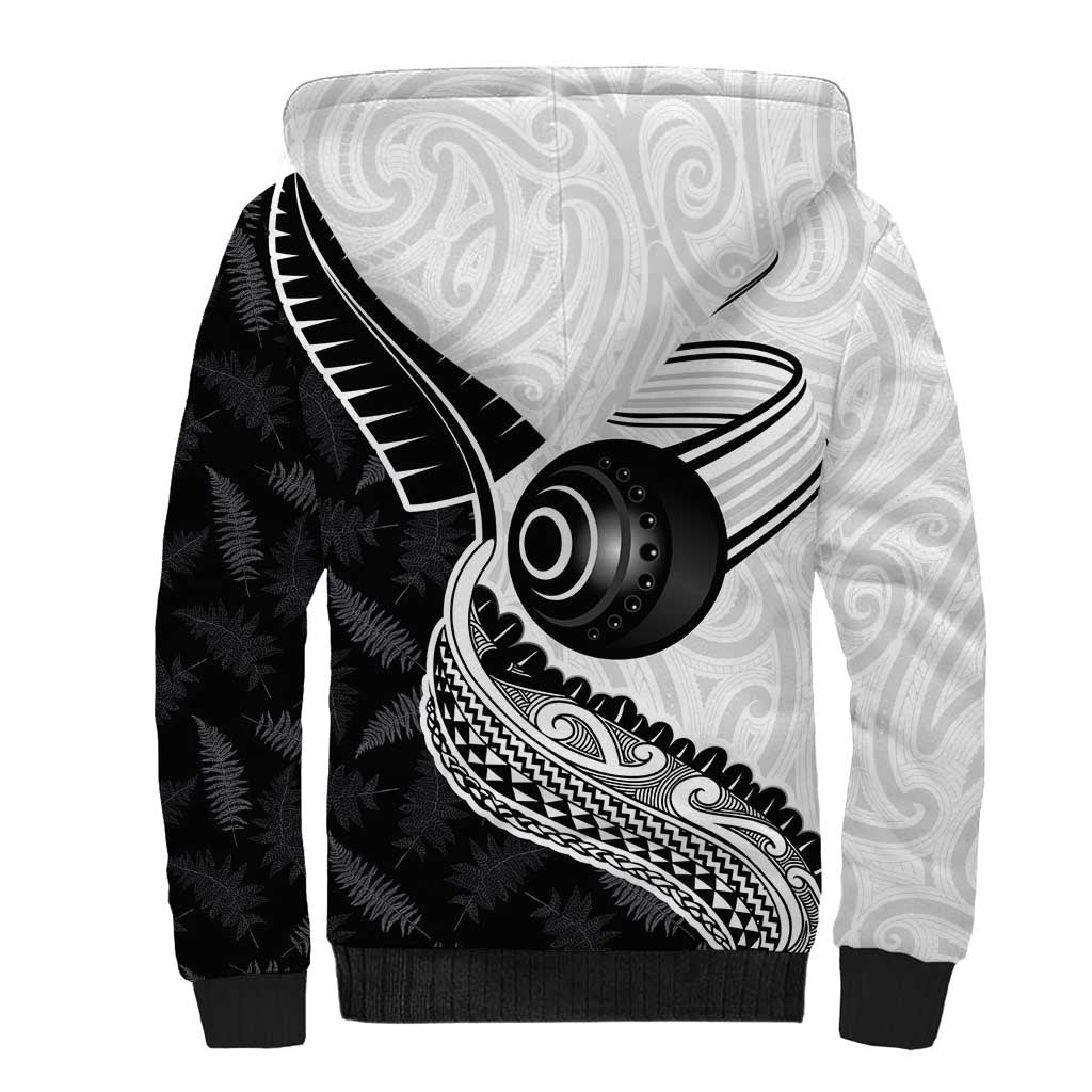 Personalised Aotearoa Lawn Bowls Sherpa Hoodie Maori and Silver Fern Half Style - Aussie Hoodie