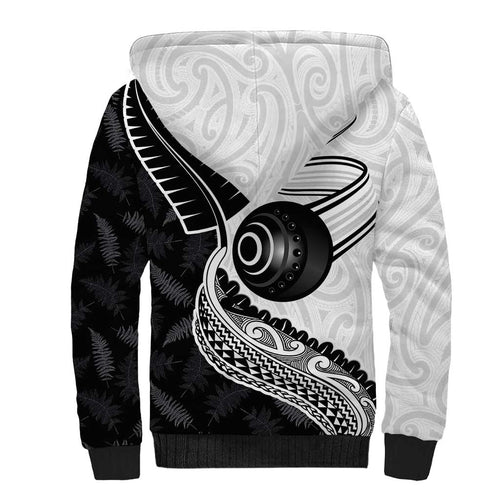 Personalised Aotearoa Lawn Bowls Sherpa Hoodie Maori and Silver Fern Half Style - Aussie Hoodie