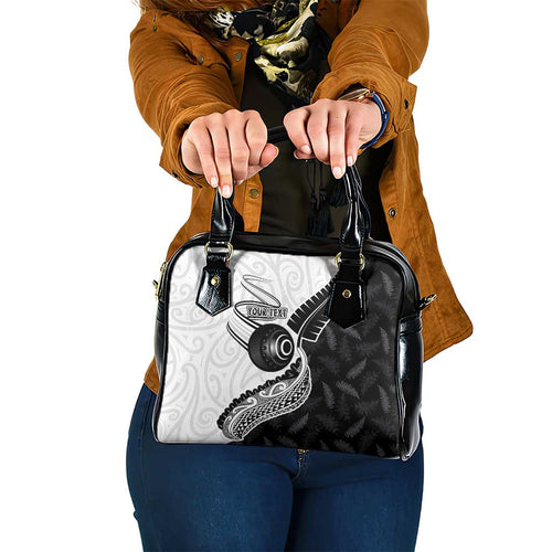 Personalised Aotearoa Lawn Bowls Shoulder Handbag Maori and Silver Fern Half Style - Aussie Hoodie
