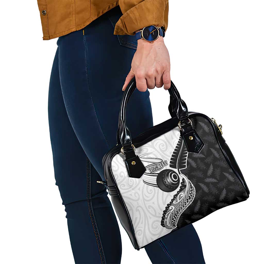 Personalised Aotearoa Lawn Bowls Shoulder Handbag Maori and Silver Fern Half Style - Aussie Hoodie