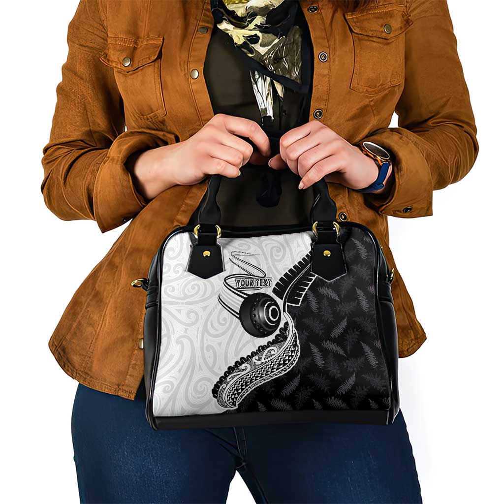 Personalised Aotearoa Lawn Bowls Shoulder Handbag Maori and Silver Fern Half Style - Aussie Hoodie