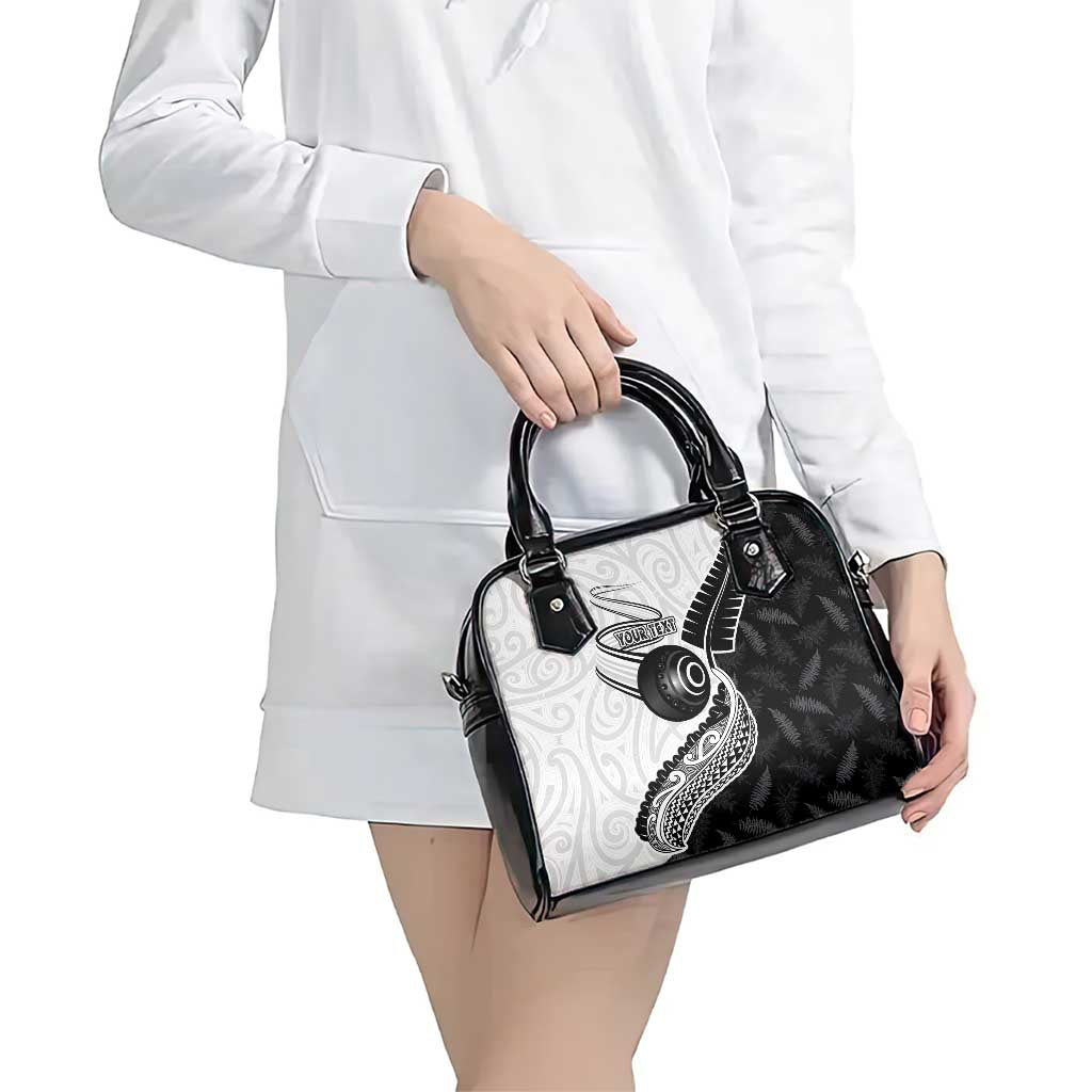 Personalised Aotearoa Lawn Bowls Shoulder Handbag Maori and Silver Fern Half Style - Aussie Hoodie