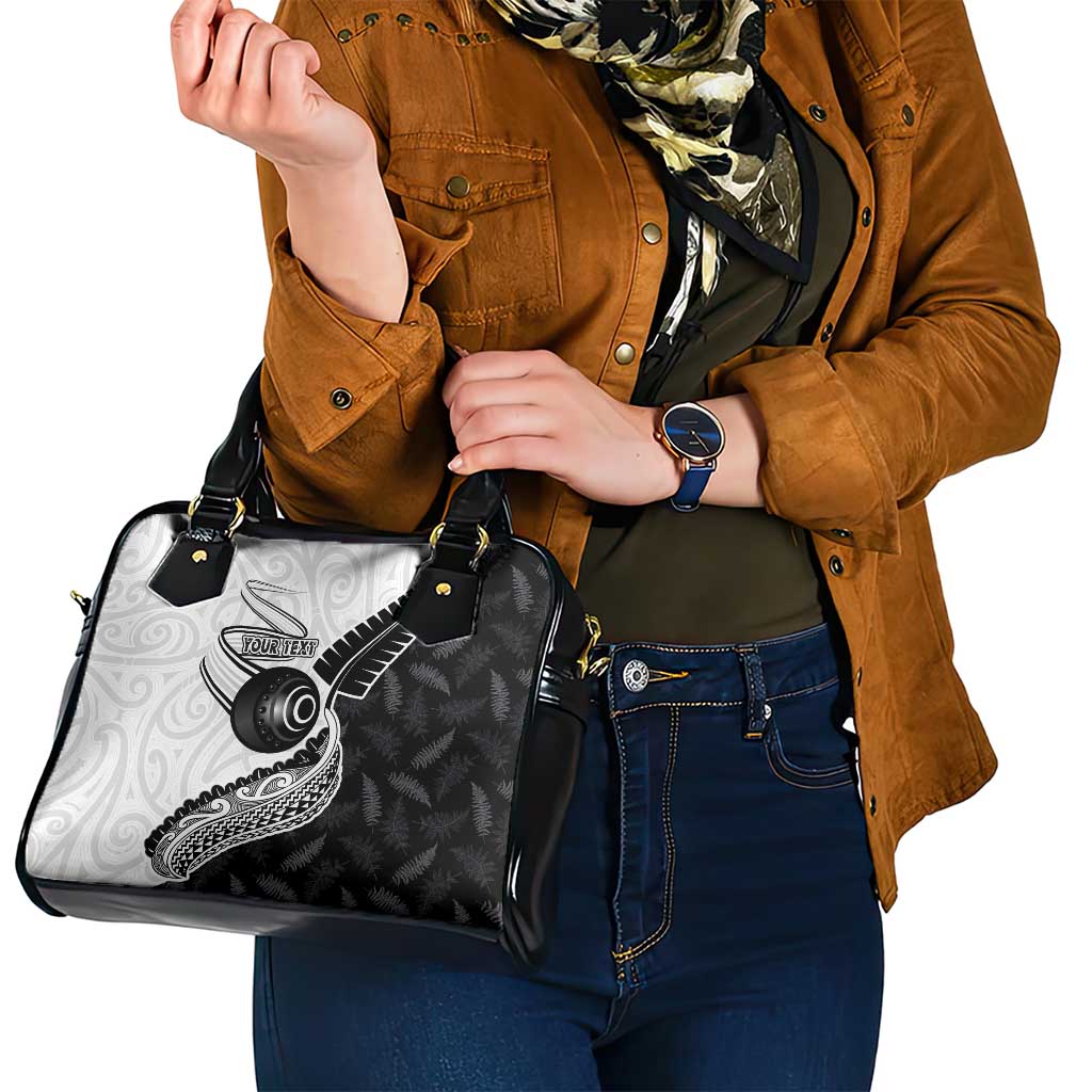 Personalised Aotearoa Lawn Bowls Shoulder Handbag Maori and Silver Fern Half Style - Aussie Hoodie
