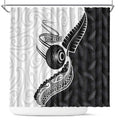 Personalised Aotearoa Lawn Bowls Shower Curtain Maori and Silver Fern Half Style - Aussie Hoodie