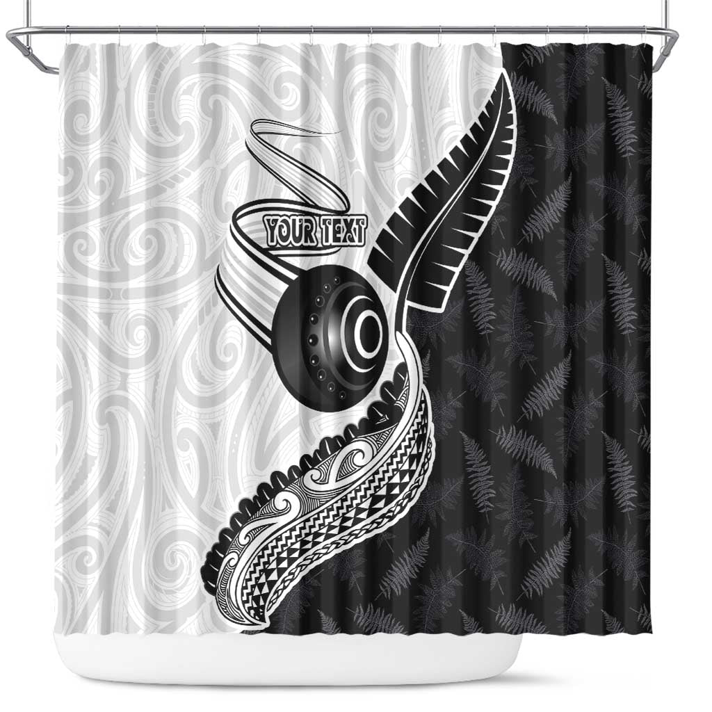 Personalised Aotearoa Lawn Bowls Shower Curtain Maori and Silver Fern Half Style - Aussie Hoodie