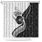 Personalised Aotearoa Lawn Bowls Shower Curtain Maori and Silver Fern Half Style - Aussie Hoodie