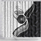 Personalised Aotearoa Lawn Bowls Shower Curtain Maori and Silver Fern Half Style - Aussie Hoodie