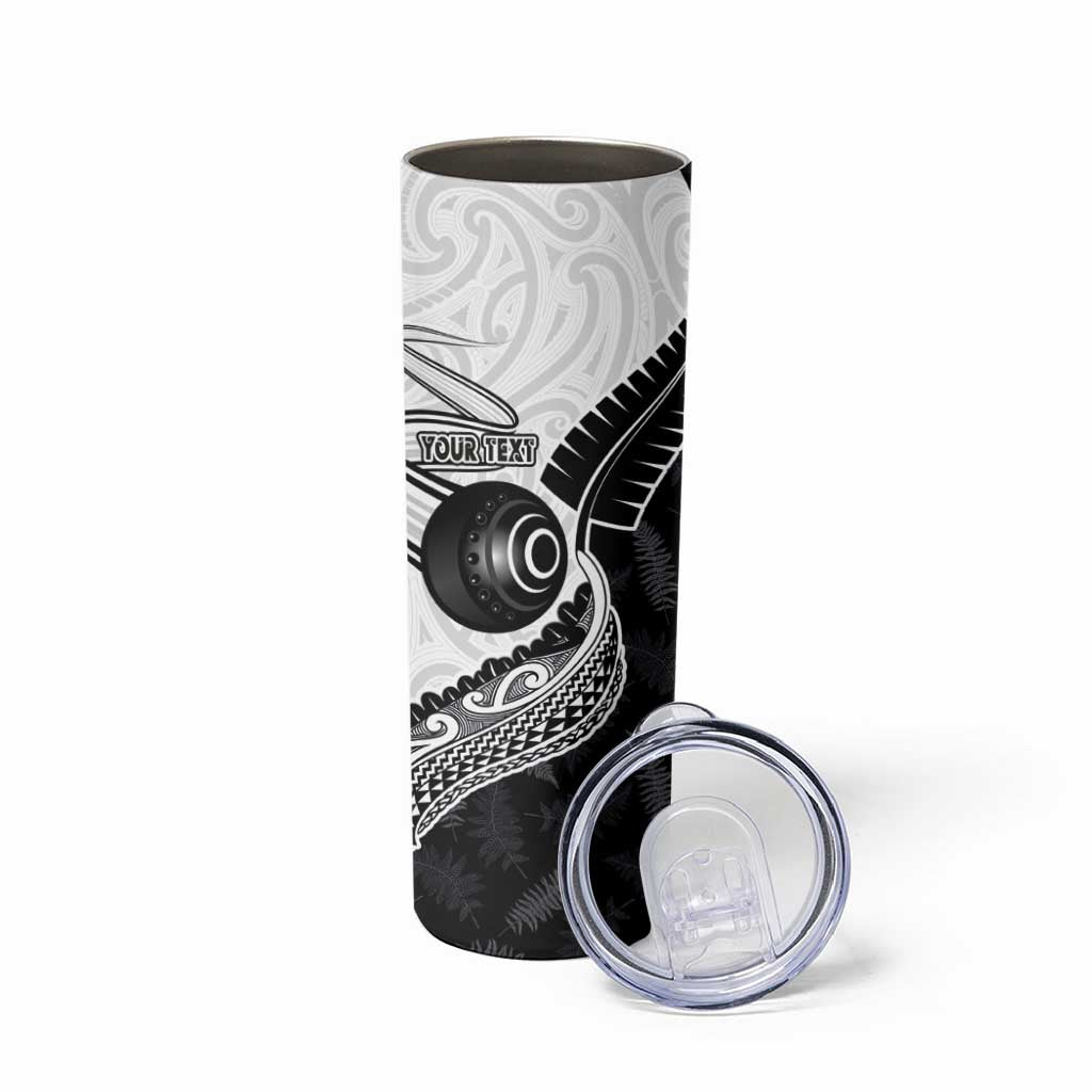 Personalised Aotearoa Lawn Bowls Skinny Tumbler Maori and Silver Fern Half Style - Aussie Hoodie