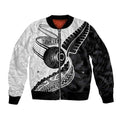 Personalised Aotearoa Lawn Bowls Sleeve Zip Bomber Jacket Maori and Silver Fern Half Style - Aussie Hoodie