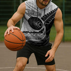 Personalised Aotearoa Lawn Bowls Sleeveless Hoodie Maori and Silver Fern Half Style - Aussie Hoodie