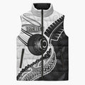 Personalised Aotearoa Lawn Bowls Sleeveless Puffer Jacket Maori and Silver Fern Half Style - Aussie Hoodie