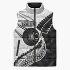 Personalised Aotearoa Lawn Bowls Sleeveless Puffer Jacket Maori and Silver Fern Half Style - Aussie Hoodie