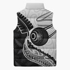 Personalised Aotearoa Lawn Bowls Sleeveless Puffer Jacket Maori and Silver Fern Half Style - Aussie Hoodie