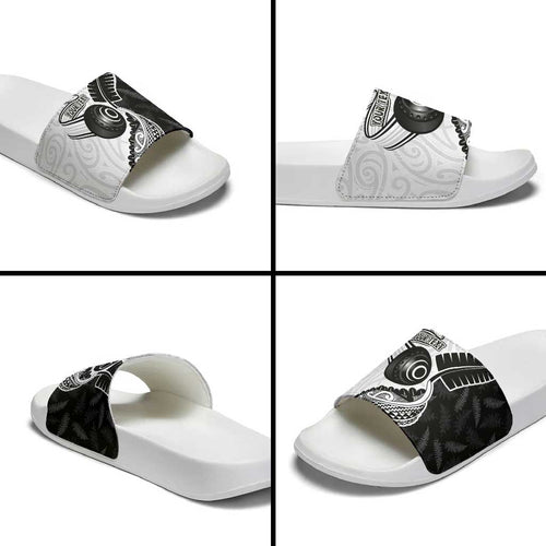 Personalised Aotearoa Lawn Bowls Slide Sandals Maori and Silver Fern Half Style - Aussie Hoodie