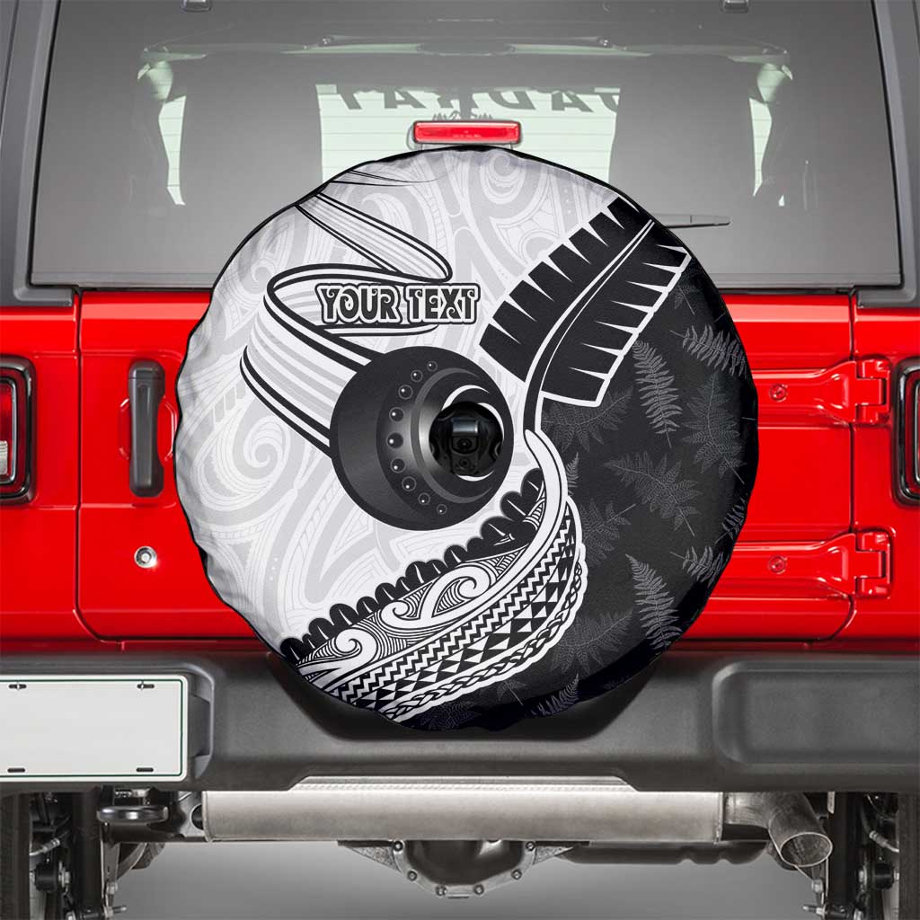 Personalised Aotearoa Lawn Bowls Spare Tire Cover Maori and Silver Fern Half Style - Aussie Hoodie