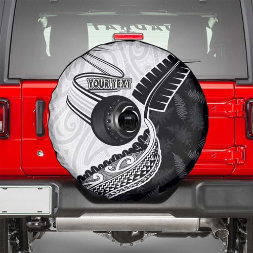 Personalised Aotearoa Lawn Bowls Spare Tire Cover Maori and Silver Fern Half Style - Aussie Hoodie
