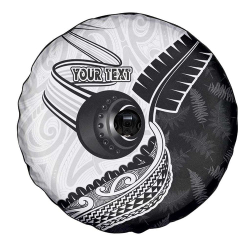 Personalised Aotearoa Lawn Bowls Spare Tire Cover Maori and Silver Fern Half Style - Aussie Hoodie