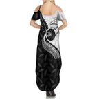 Personalised Aotearoa Lawn Bowls Summer Maxi Dress Maori and Silver Fern Half Style - Aussie Hoodie