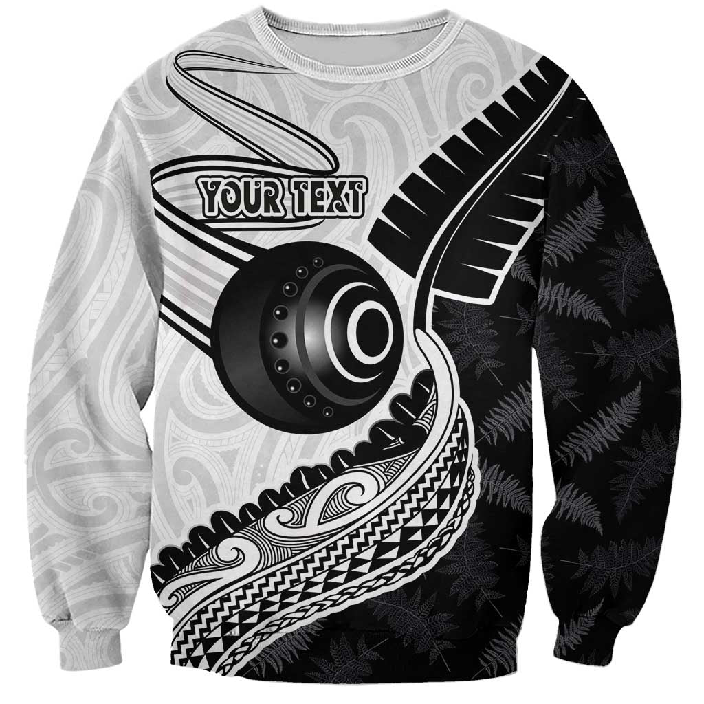 Personalised Aotearoa Lawn Bowls Sweatshirt Maori and Silver Fern Half Style - Aussie Hoodie