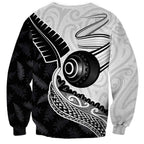 Personalised Aotearoa Lawn Bowls Sweatshirt Maori and Silver Fern Half Style - Aussie Hoodie